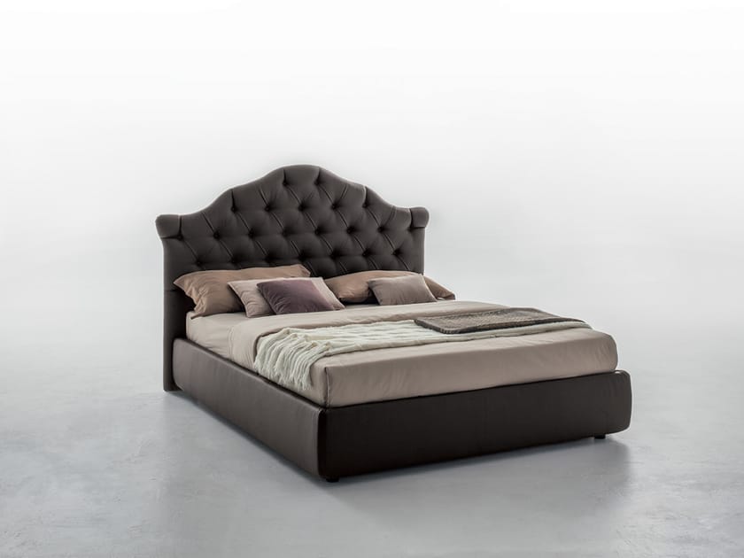 Leather double bed with tufted headboard VENEZIANO By Tonin Casa