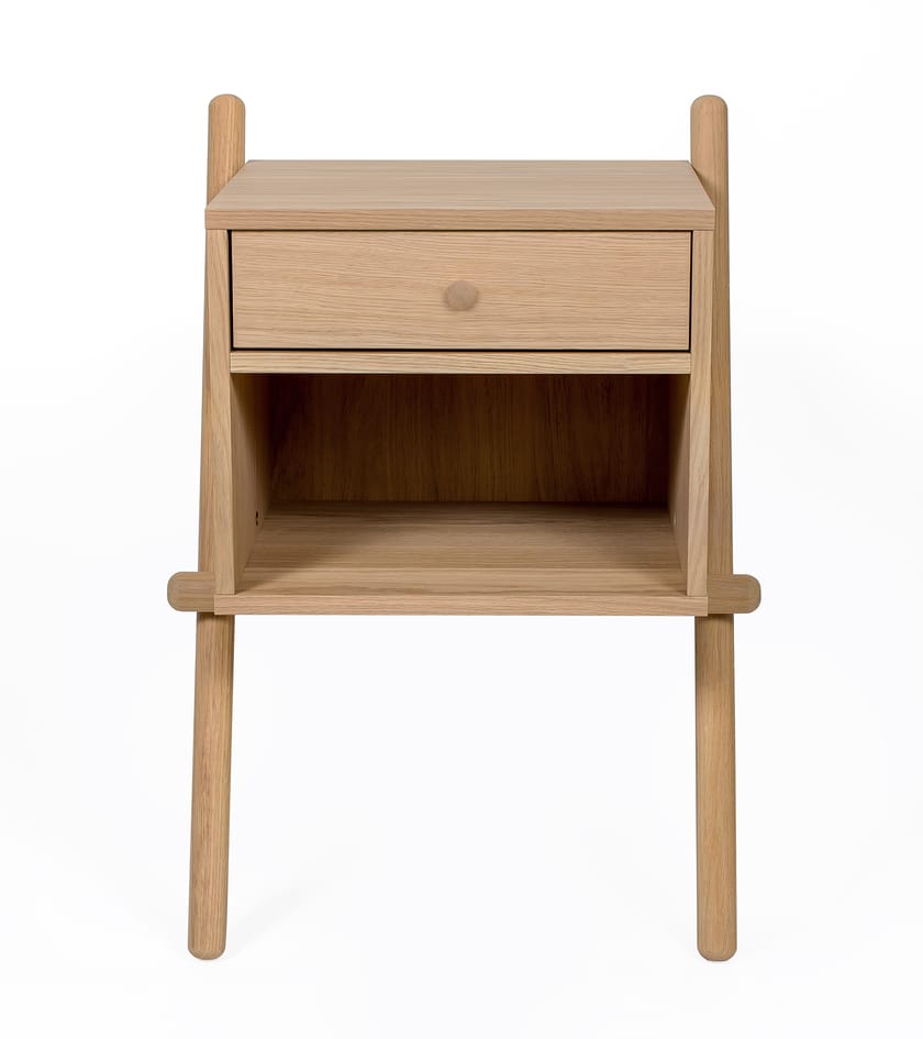 Wood veneer bedside table with drawers WIRU 1D Wiru Collection By Woodman