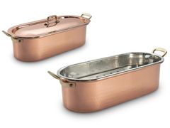 Pesciera in rame ad alto spessore con coperchio&nbsp;ACGPORS09000 | Casseruola - OFFICINE GULLO