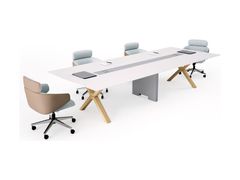 Tavolo da riunione rettangolare in legno con sistema passacavi&nbsp;ARCANO - ADDO FURNITURE