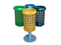 Portarifiuti in acciaio per raccolta differenziata&nbsp;ECO ISOLA A 4 CESTINI ISPEZIONABILI - A.U.ESSE