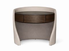 Comodino ovale in pelle con cassetti&nbsp;HUG - VIP SALOTI