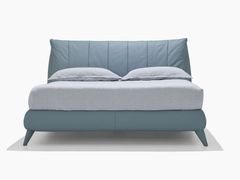 Letto matrimoniale imbottito in pelle&nbsp;VIRGOLA - NOCTIS