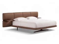 Letto imbottito in pelle sfoderabile con mensole e base vela&nbsp;ALBA VOLER - ABSOLUTELY ITALIAN GOODS