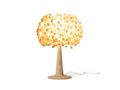 LAMPADA DA TAVOLO FATTA A MANO CON BOZZOLI DI SETA&nbsp;MY CHRYSALIS WOOD  - ANGOWORLD CO.