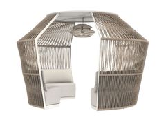 Gazebo rotondo in alluminio verniciato a polvere e vimini con illuminazione&nbsp;HOMMY - ARTIE GARDEN INTERNATIONAL