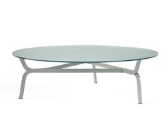 Tavolino rotondo basso in cristallo e alluminio&nbsp;ROOTS - BALERI ITALIA