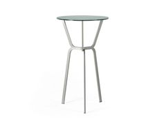 Tavolo alto rotondo in alluminio e cristallo&nbsp;ROOTS - BALERI ITALIA