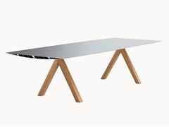 Tavolo rettangolare da pranzo in alluminio e legno TABLE B 120/150 - WOOD - BD BARCELONA DESIGN