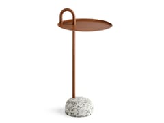 Tavolino di servizio rotondo in acciaio con base in granito BOWLER - HAY