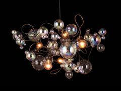 Lampada a sospensione fatta a mano in vetro&nbsp;BUBBLES FLOW CHANDELIER ROUND - BRAND VAN EGMOND