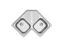 Lavello angolare a 2 vasche in acciaio inox con gocciolatoio&nbsp;B_FAST 1LFS82A - BARAZZA