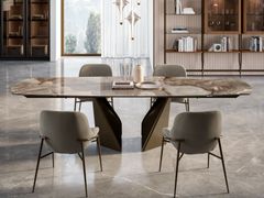 TAVOLO DA PRANZO A BOTTE ALLUNGABILE CON BASE IN METALLO E PIANO IN MARMO&nbsp;KALEIDO - B 4 LIVING