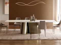 Tavolo allungabile a botte da pranzo in acciaio con piano in SuperMarmo&nbsp;KIMONO - B 4 LIVING