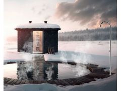 Colonna doccia per esterni in acciaio inox con sistema automatico antigelo&nbsp;MONT BLANC - OUTDOOR ANTIFREEZE COLUMN - BOSSINI