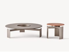 Tavolino rotondo in metallo e legno&nbsp;VINYL - BUSNELLI