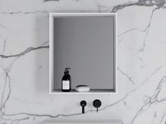 LUSSO, CALVI Specchio rettangolare in Resin Stone con mensola da parete
