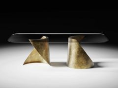 Tavolo rettangolare in vetro e metallo&nbsp;THOLOS - LINEA & CASA +39