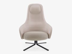 Poltrona in pelle e tessuto con braccioli&nbsp;MOA - CINNA