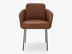 Sedia imbottita in pelle con braccioli&nbsp;TADAO - CINNA