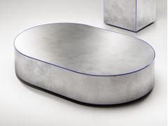 Tavolino ovale basso in acciaio inox&nbsp;OUTLINE - DE CASTELLI