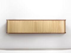 Consolle ovale sospesa in acciaio inox e legno&nbsp;SARACENA - DE CASTELLI