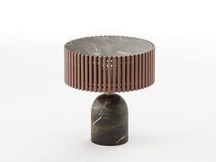 Comodino rotondo in legno e marmo&nbsp;SHAN ZHU - DASH CASA GROUP