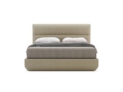 Letto contenitore matrimoniale in tessuto con testiera imbottita&nbsp;FRANCIS - DOMKAPA