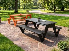 Tavolo da picnic rettangolare in polietilene con panchine integrate&nbsp;BEAT - DONYE DESIGN