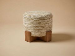 Pouf rotondo in legno e tessuto&nbsp;TWIN SMALL - DOOQ