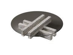 Tavolino rotondo in marmo con piano in vetro&nbsp;JETEE - ENNE