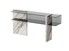 Consolle rettangolare in marmo e vetro&nbsp;TALOS - ENNE