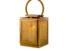 Portacandele in ottone e rattan&nbsp;HURRICANE GEORGIAN S - EICHHOLTZ