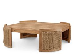Tavolino da giardino quadrato basso in teak&nbsp;MARENZO - EICHHOLTZ