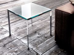 Tavolino quadrato in acciaio e cristallo&nbsp;LEGGERO - ERBA ITALIA