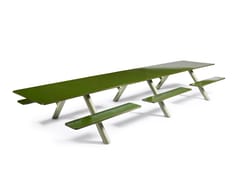 TAVOLO DA PICNIC RETTANGOLARE IN PIETRA LAVICA CON PANCHINE INTEGRATE&nbsp;PANIGIRI LAVA PICNIC - EXTREMIS