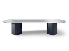 Tavolo da riunione ovale in legno e vetro&nbsp;AKIM SYSTEM - GALLOTTI&RADICE