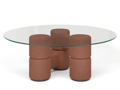 Tavolo in vetro temperato con base in legno spatolato&nbsp;MOLECOLA - GALLOTTI&RADICE