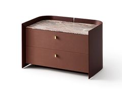 Comodino in legno e pelle con cassetti&nbsp;SUNSET - GALLOTTI&RADICE