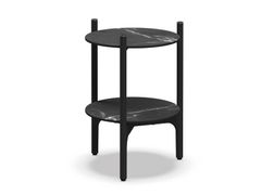 Tavolino da giardino rotondo in ceramica e alluminio verniciato a polvere a tre gambe&nbsp;GRAND SAIL - GLOSTER FURNITURE