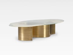 Tavolino in vetro decorato a mano da salotto&nbsp;BENAGIL - GREEN APPLE - INTERNATIONAL TRADING