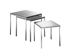 Tavolino quadrato da caff con base in acciaio LESS - H+H FURNITURE