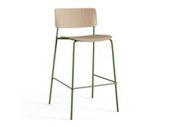 Sgabello alto in legno con schienale&nbsp;ESSENZA - D M L EURL