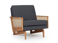 Poltrona in tessuto e canna naturale con braccioli&nbsp;RETRO CANE - H FURNITURE