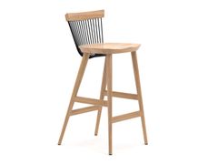 Sgabello da bar in rovere con schienale&nbsp;WW - H FURNITURE