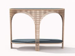 Consolle ovale con ripiani in rovere massello e con piano in Fenix-NTM�&nbsp;MASSIMO - IBRIDE