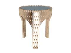 Tavolino rotondo in rovere massello con piano in Fenix-NTM�&nbsp;PETIT COLIS�E - IBRIDE