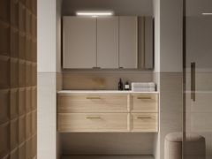 Mobile lavabo sospeso singolo in legno con specchio&nbsp;PROVENCE 06 - IDEAGROUP