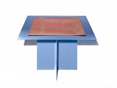 Tavolino quadrato in acciaio inox con piano in rame&nbsp;ACROSS TRIS - INCALMI