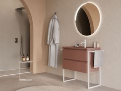 Mobile lavabo da terra in legno con lavabo integrato con specchio&nbsp;PLATEA P2 - LEGNOBAGNO